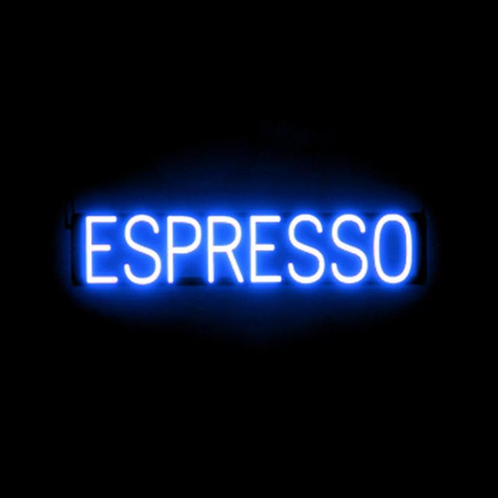 SpellBrite LED Neon Cafe Sign - Blue Espresso Bar Light Up Sign for Coffee Shops (30.7x6.3 Inches) - Perfect for Coffee Bars, Cafés and Restaurant Decor