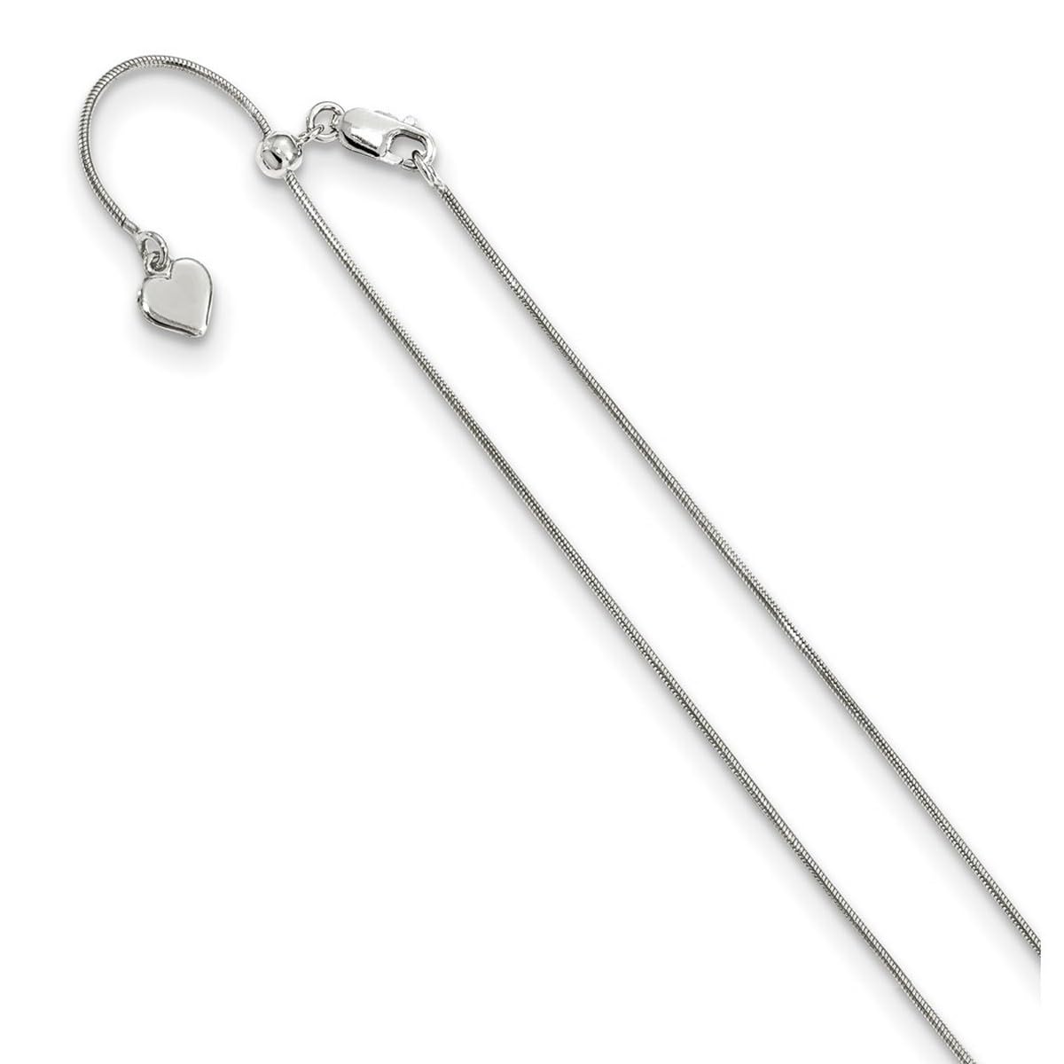 925 Sterling Silver Adjustable Snake Chain Necklace for Women & Men - Hypoallergenic Durable Jewelry in 22