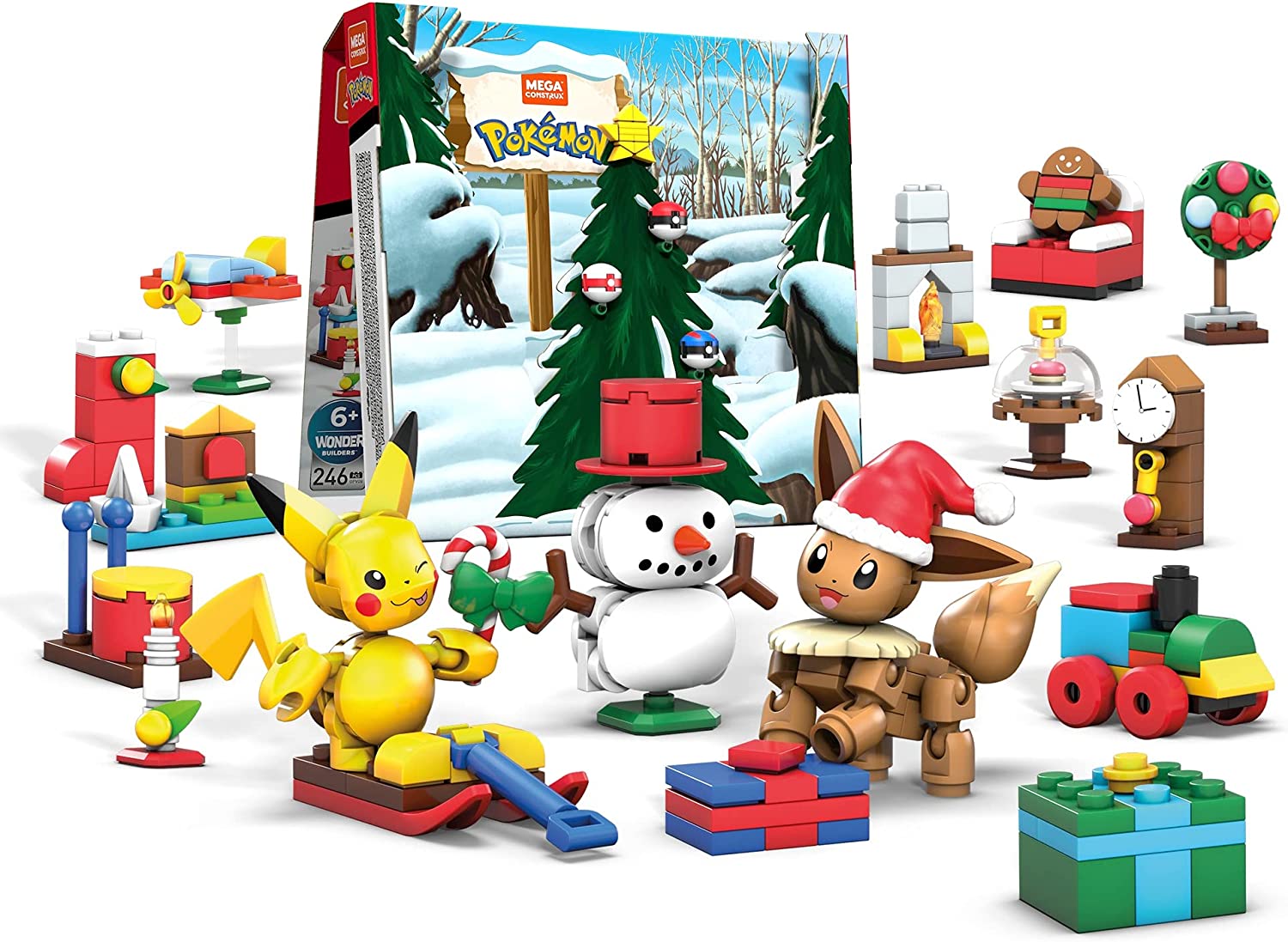 MEGA CONSTRUX Pokemon Holiday Advent Calendar Building Set - 24 Days of Fun with Pikachu & Friends - Perfect Christmas Gift for Kids & Collectors - Build & Play Holiday Scenes