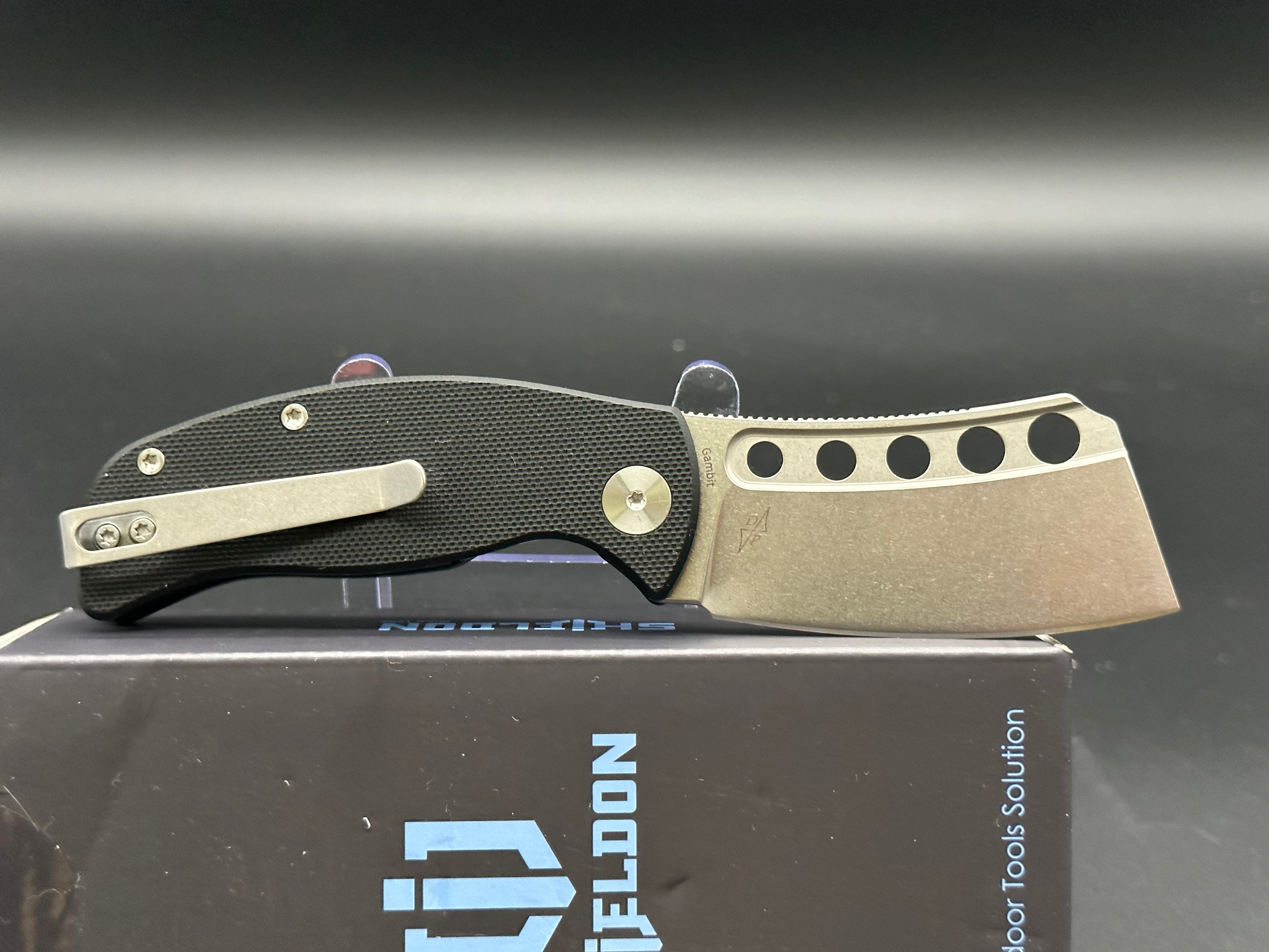 Shieldon Gambit Tactical Folding Knife - Black G10 Handle with 154CM Stainless Steel Blade - Perfect for Outdoor Camping, Hunting, and Everyday Carry (EDC)