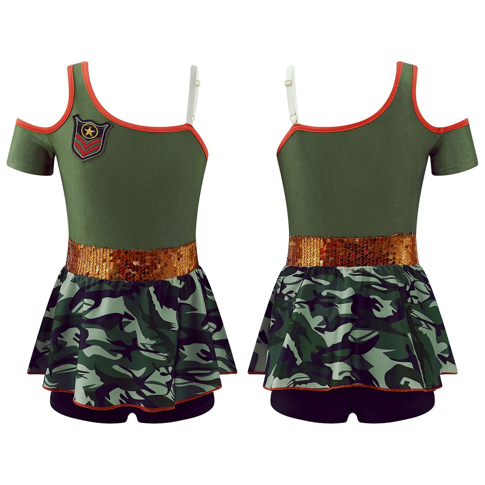 Sparkly Girls One Shoulder Sleeveless Leotard - Toddler Dance Costume with Sequins for Ballet, Gymnastics & Cosplay | Perfect for Performances, Recitals & Dress-Up Play
