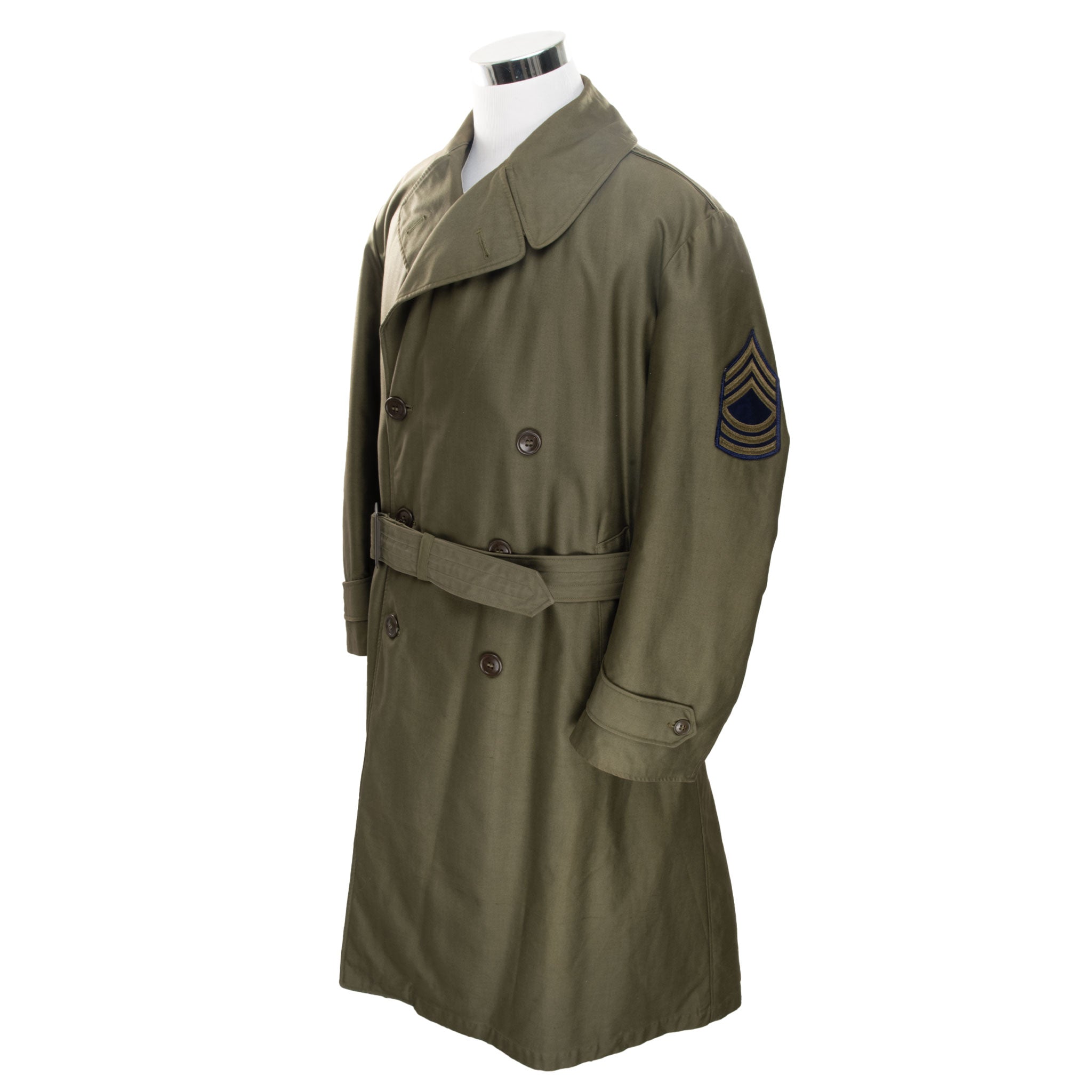 Vintage US Army Overcoat Trench Coat with Liner - Post WW2 1946 Large Regular Size | Military Style Outerwear for Cold Weather & Historical Reenactments