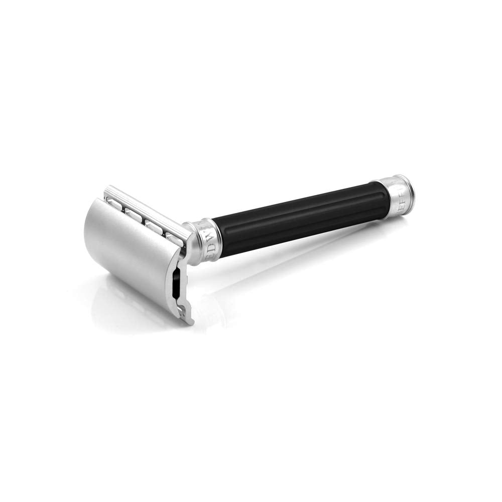 Edwin Jagger 3ONE6 Stainless Steel Black Double Edge Safety Razor for Men - Premium Close Shaving with Smooth Glide - Perfect for Travel, Gifts & Wet Shaving Routine