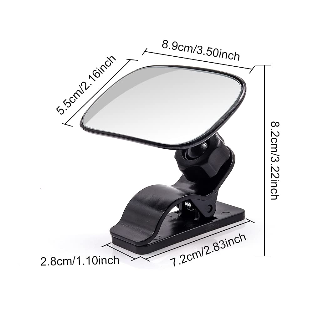 360° Adjustable Baby Safety Mirror for Car - Wide Angle Convex Rearview Mirror with Clip, Black | Perfect for Backseat Child Monitoring & Safe Driving