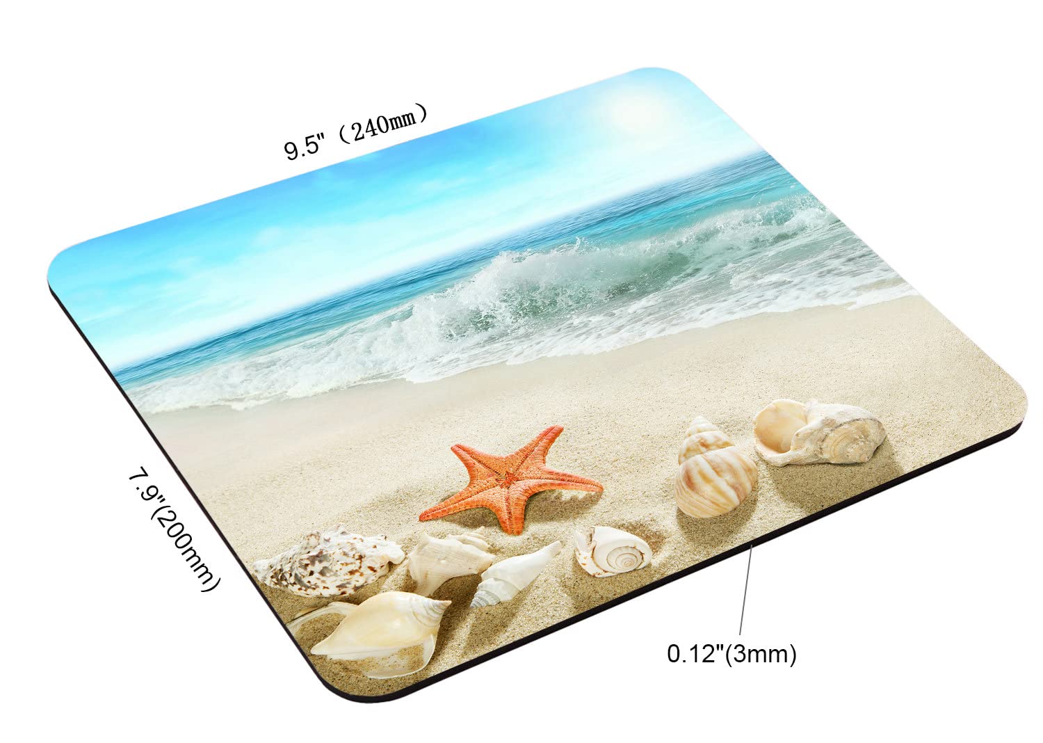 Ocean Themed Mouse Pad with Seashells, Starfish & Waves - Non-Slip Rubber Base Washable Cloth Mousepad for Office, Laptop & Desk - Perfect for Beach Lovers & Coastal Decor Workstations