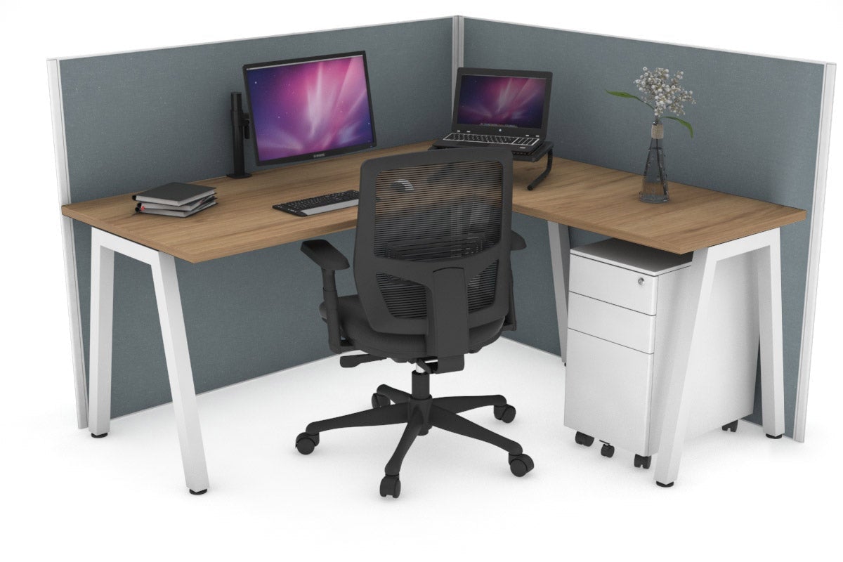 Horizon Quadro A Legs L-Shaped Corner Office Desk - 1800L x 1700W, Modern Workstation for Home & Office, Perfect for Small Spaces & Multi-Monitor Setup