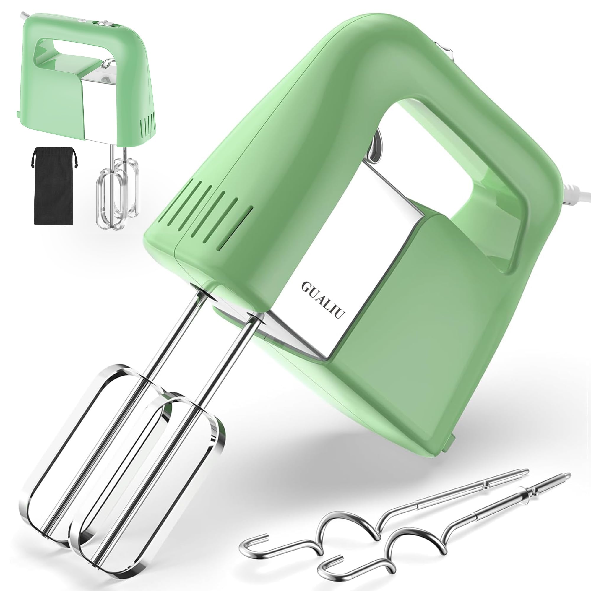 450W Electric Hand Mixer - 5-Speed Stand Mixer with 304 Stainless Steel Beaters & Dough Hooks | Includes Storage Bag | Powerful Kitchen Blender for Baking Cakes, Cookies, Dough & Whipping Cream | Perfect for Home Bakers & Cooking Enthusiasts