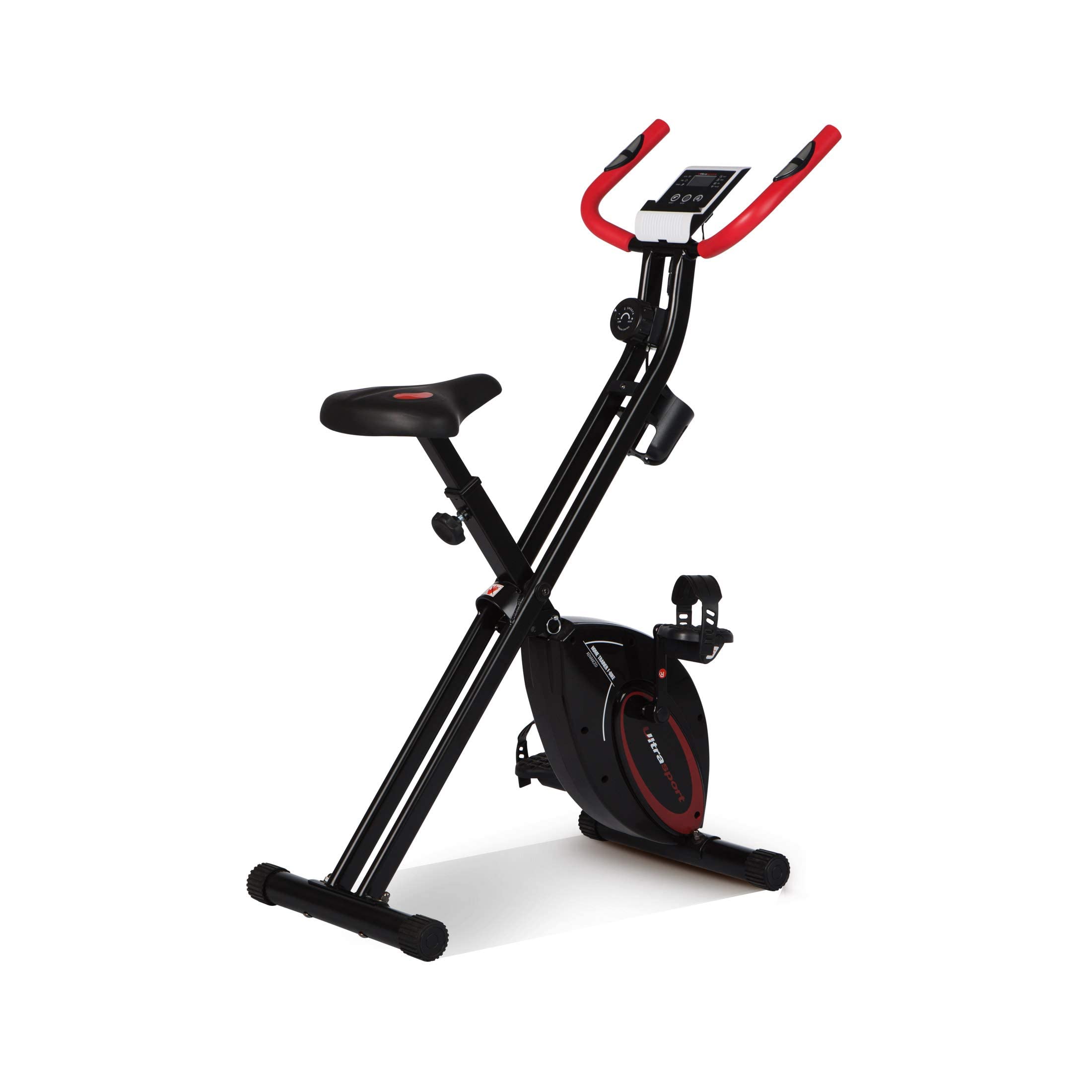 Ultrasport F-Bike Folding Exercise Bike with LCD Display & Hand Wrist Sensors - Adjustable Resistance, Easy Setup - Home Workout Equipment for Cardio Training, Seniors & Athletes - Perfect for Small Spaces & Indoor Cycling