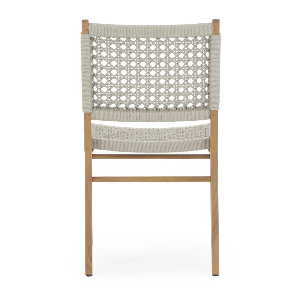 Delmar Outdoor Dining Chair - Natural Ivory Rope Wicker Patio Furniture - Perfect for Backyard, Garden, and Poolside Relaxation