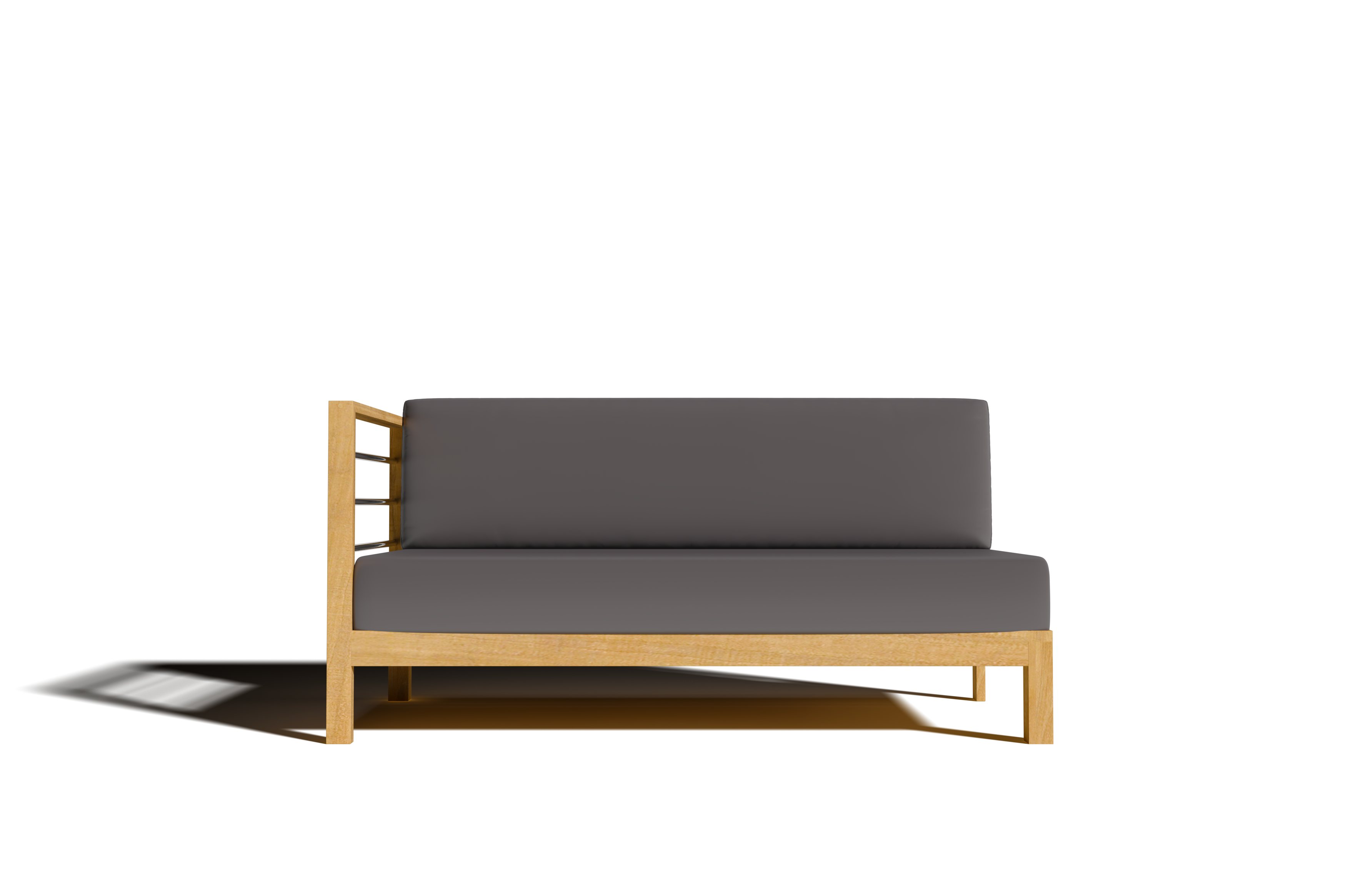 Premium Leon Teak Outdoor Sectional Left Sofa with Sunbrella Charcoal Cushion - Waterproof & UV Resistant Patio Furniture for Backyard, Poolside & Garden Relaxation