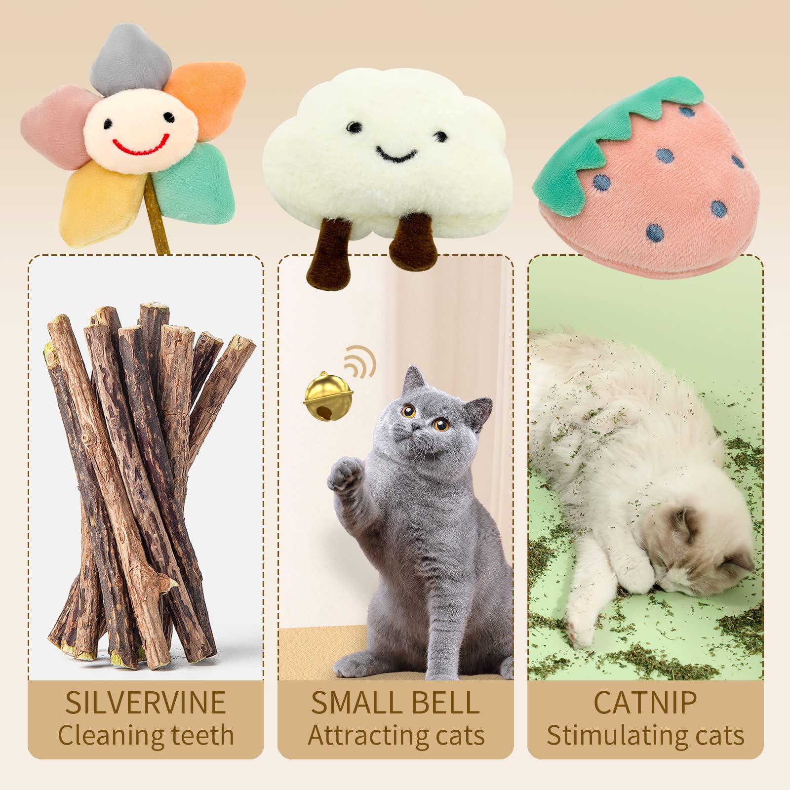 3Pcs Durable Catnip Toys for Indoor Cats - Bite Resistant Chew Toys for Teething Kittens, Fun Playtime & Stress Relief | Perfect for Playtime, Training & Bonding with Your Feline Friend