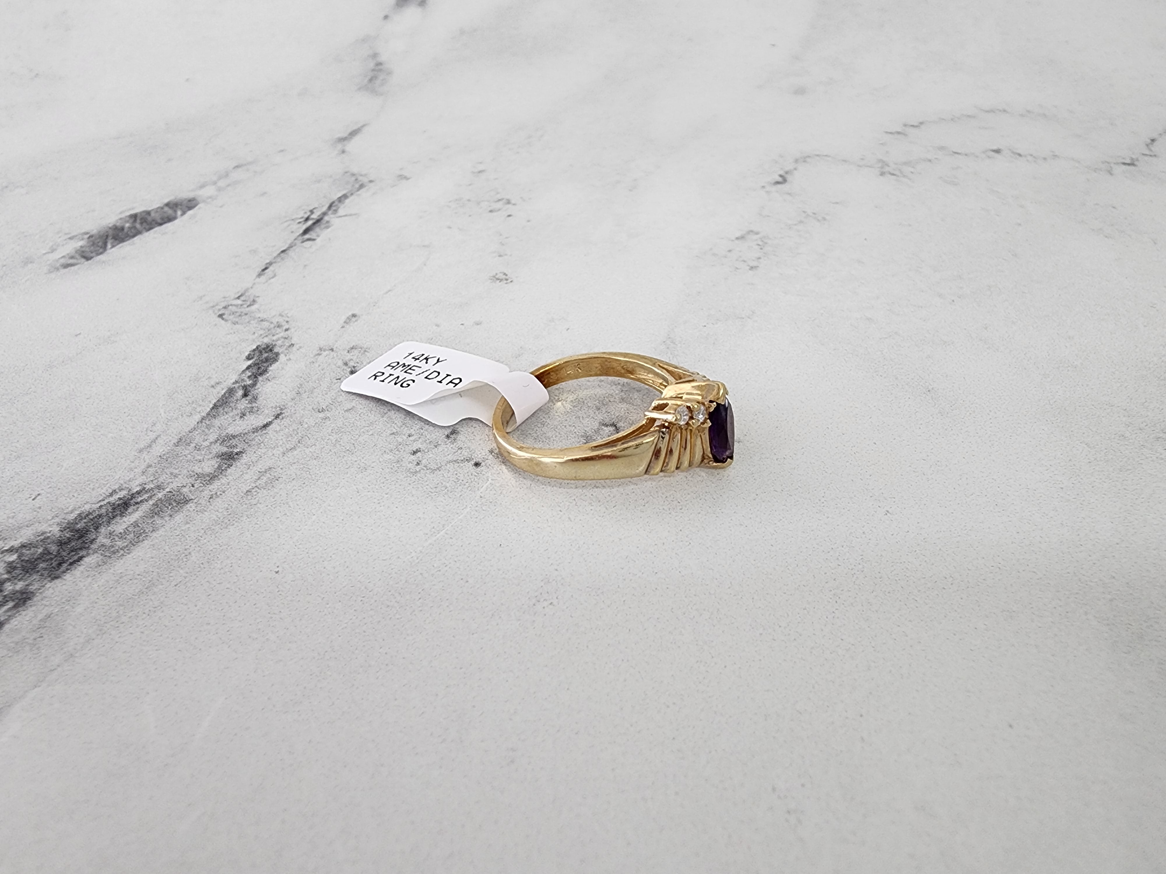 14K Yellow Gold Marquise Amethyst Ring for Women | Elegant Vintage Jewelry Gift for Anniversary, Birthday & Special Occasions