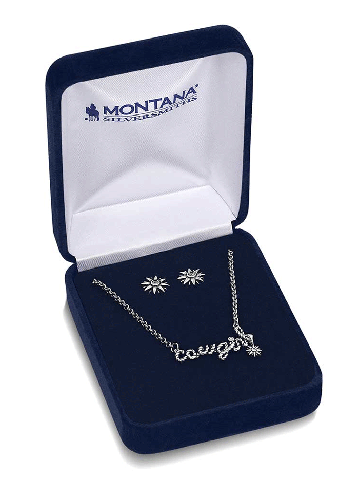 Montana Silversmiths CSTJS5841 Women's Western Cowgirl Jewelry Set - Sterling Silver Necklace & Earrings for Rodeo, Country Music Festivals & Cowgirl Fashion