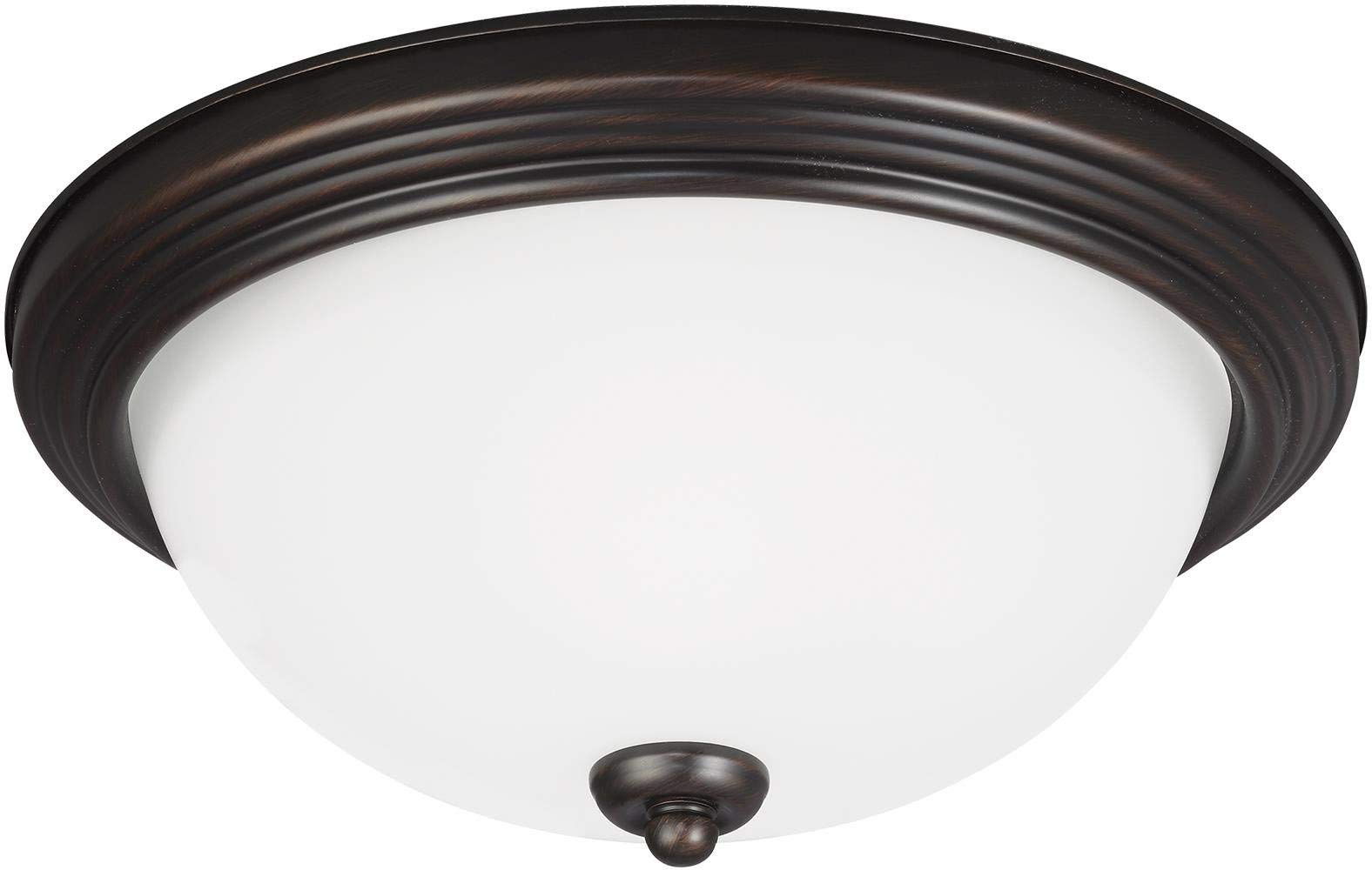 Seagull Lighting 7726593S-710 Transitional LED Flush Mount Ceiling Light - Bronze/Dark Finish, Large Size, Burnt Sienna - Perfect for Living Room, Bedroom or Hallway Lighting