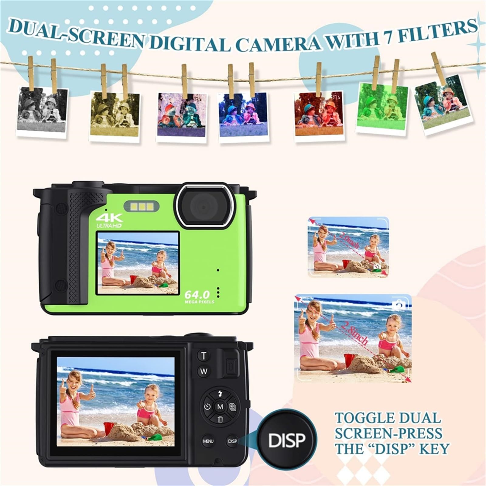 **MZZYG 64MP Dual Screen WiFi 4K Video Camera - 2