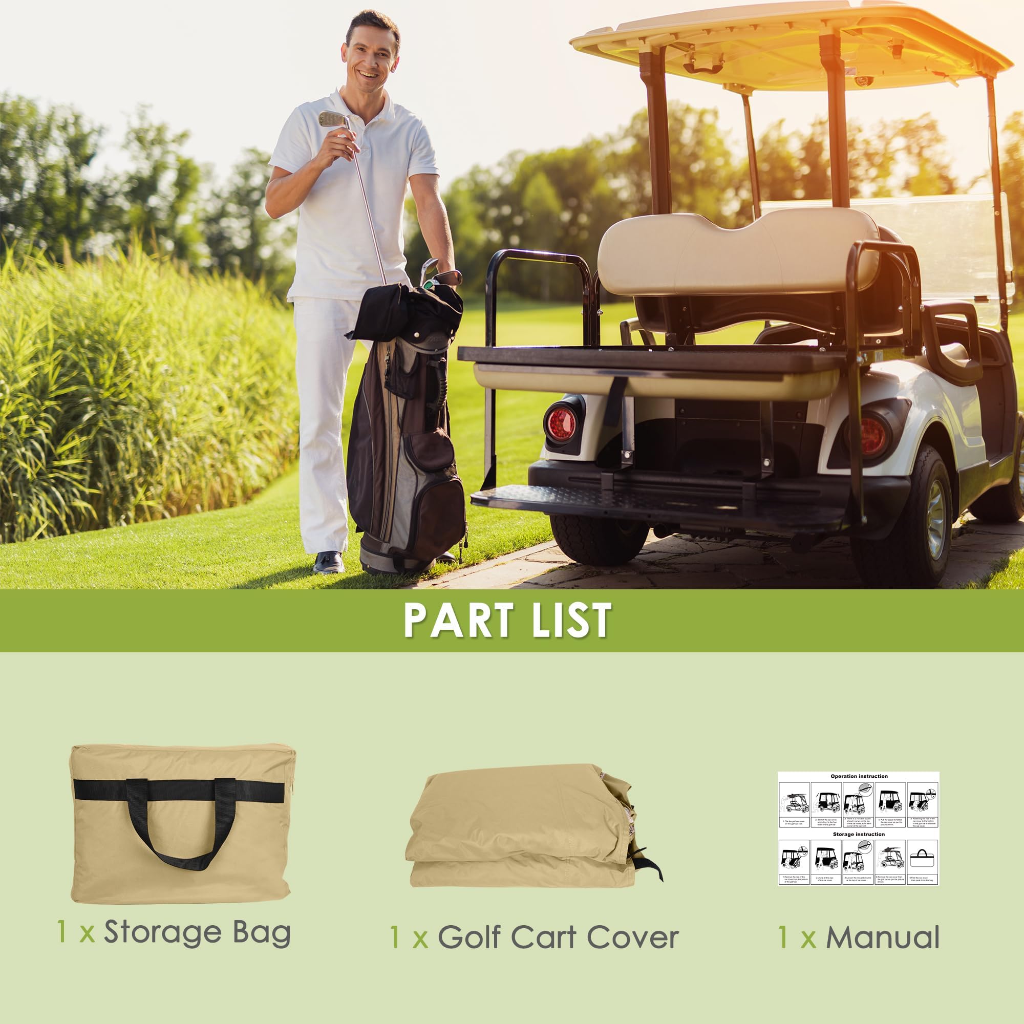 SHANTRA Universal Golf Cart Enclosure Cover for 2/4 Passengers - Waterproof Rain Protection with 4-Sided Clear Windows | Portable Design with Carry Bag | Perfect for Outdoor Golfing, Camping & RV Trips