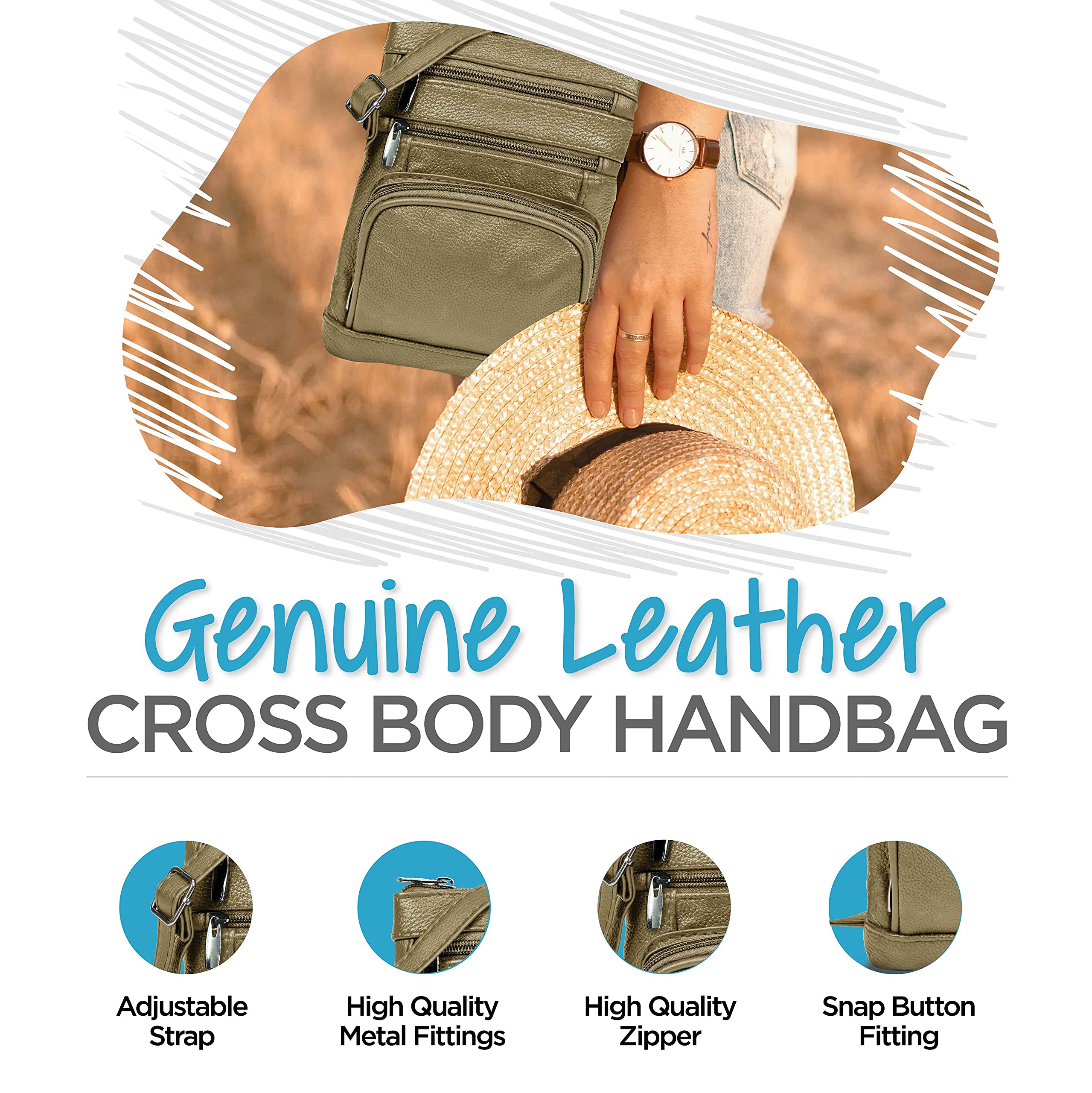 Stylish Krediz Leather Crossbody Purse for Women - Adjustable Strap Multi-Pocket Handbag | Soft & Durable Genuine Leather | Perfect for Travel, Shopping & Everyday Use
