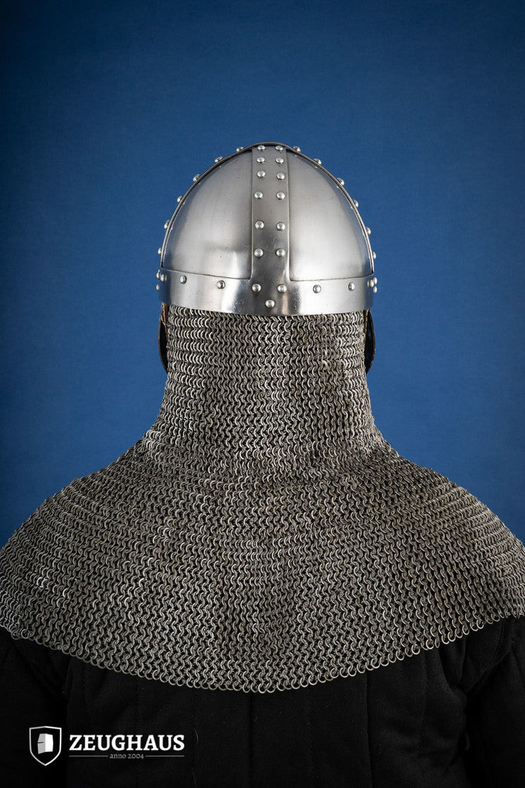 Norman Faceplate Spangenhelm 1.6mm Polished Steel Medieval Helmet - Perfect for LARP, Reenactments & Historical Costumes