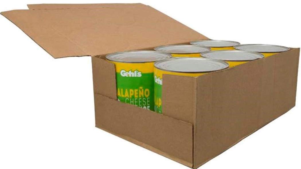 Gehl's Jalapeno Cheese Sauce in a Can - 6 lb 10 oz (6-Pack) | Bulk Nacho Cheese Dip for Restaurants, Cinemas & Catering | Perfect for Nachos, Hot Dogs & Party Snacks
