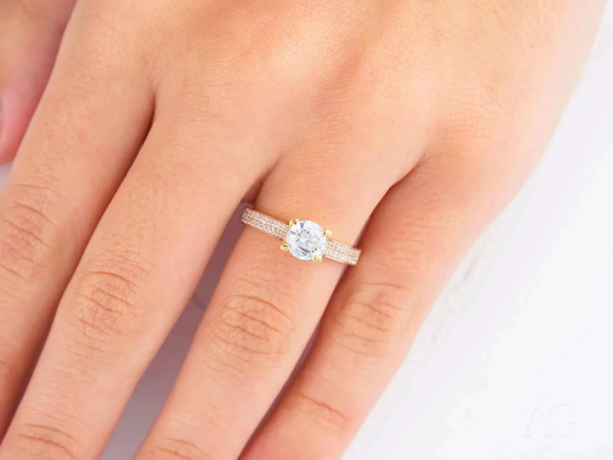 18K Yellow Gold CZ Engagement Ring for Women - Timeless Sparkling Elegance - Perfect for Proposals, Anniversaries & Special Occasions