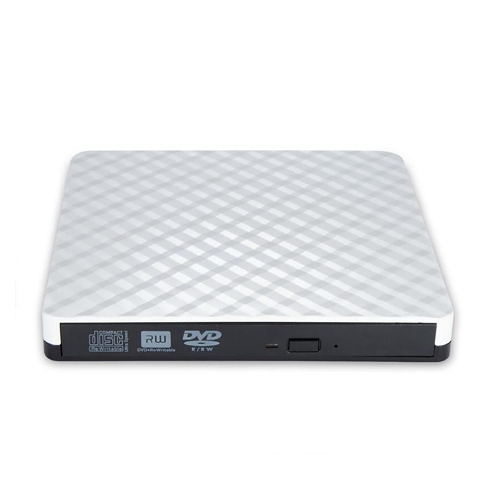 Portable External USB 3.0 DVD RW Drive - CD/DVD Burner Reader Writer for Laptop PC - Lightweight Optical Drive with Tray - Multimedia Player (White) - Perfect for Travel, Home Entertainment & Office Use