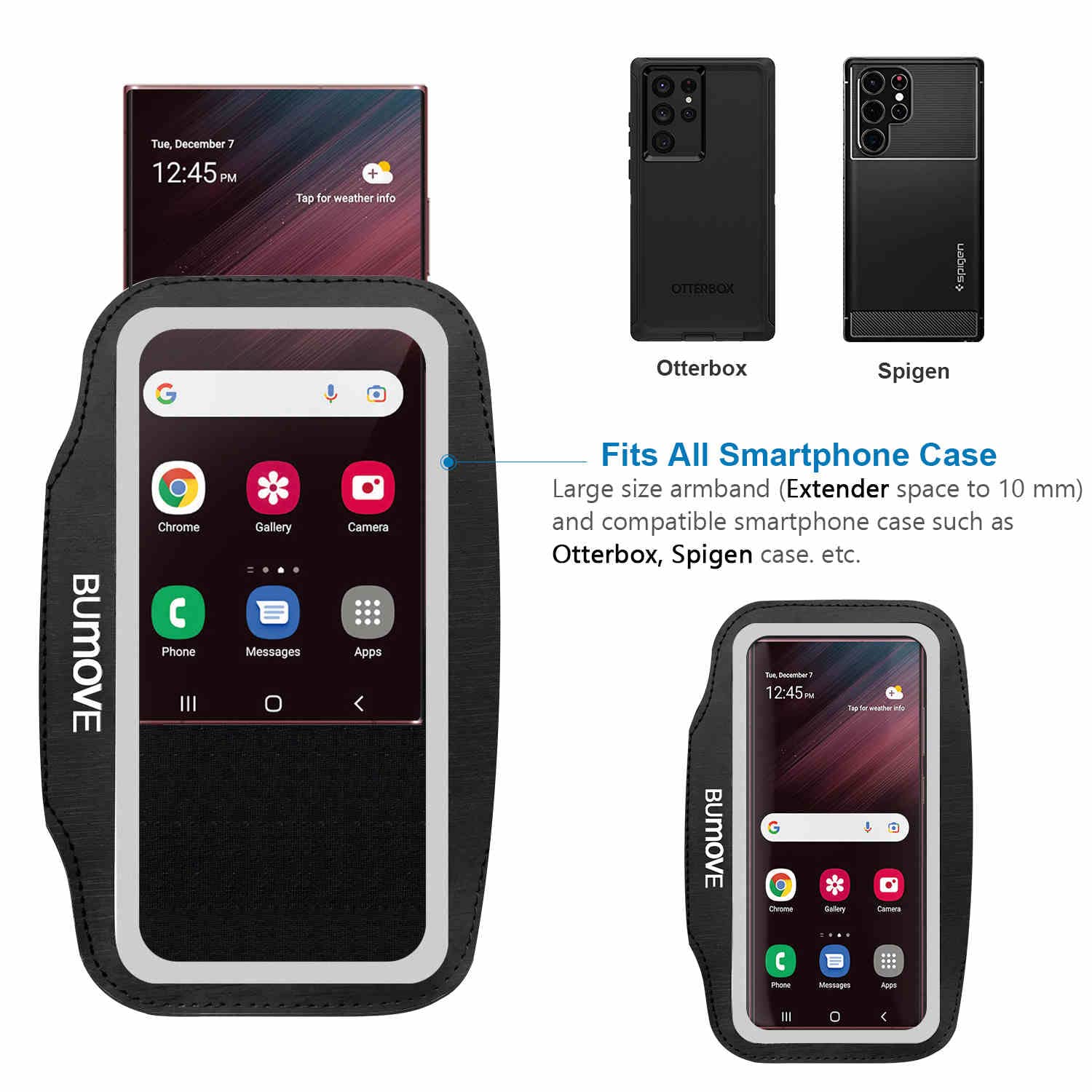 Running Armband for Samsung Galaxy S25/S24/S23/S22 Ultra & S25+/S24+/S23+ - Adjustable Phone Holder for Gym, Workouts & Sports - Secure Card Storage - Black - Perfect for Jogging, Fitness Training & Outdoor Activities