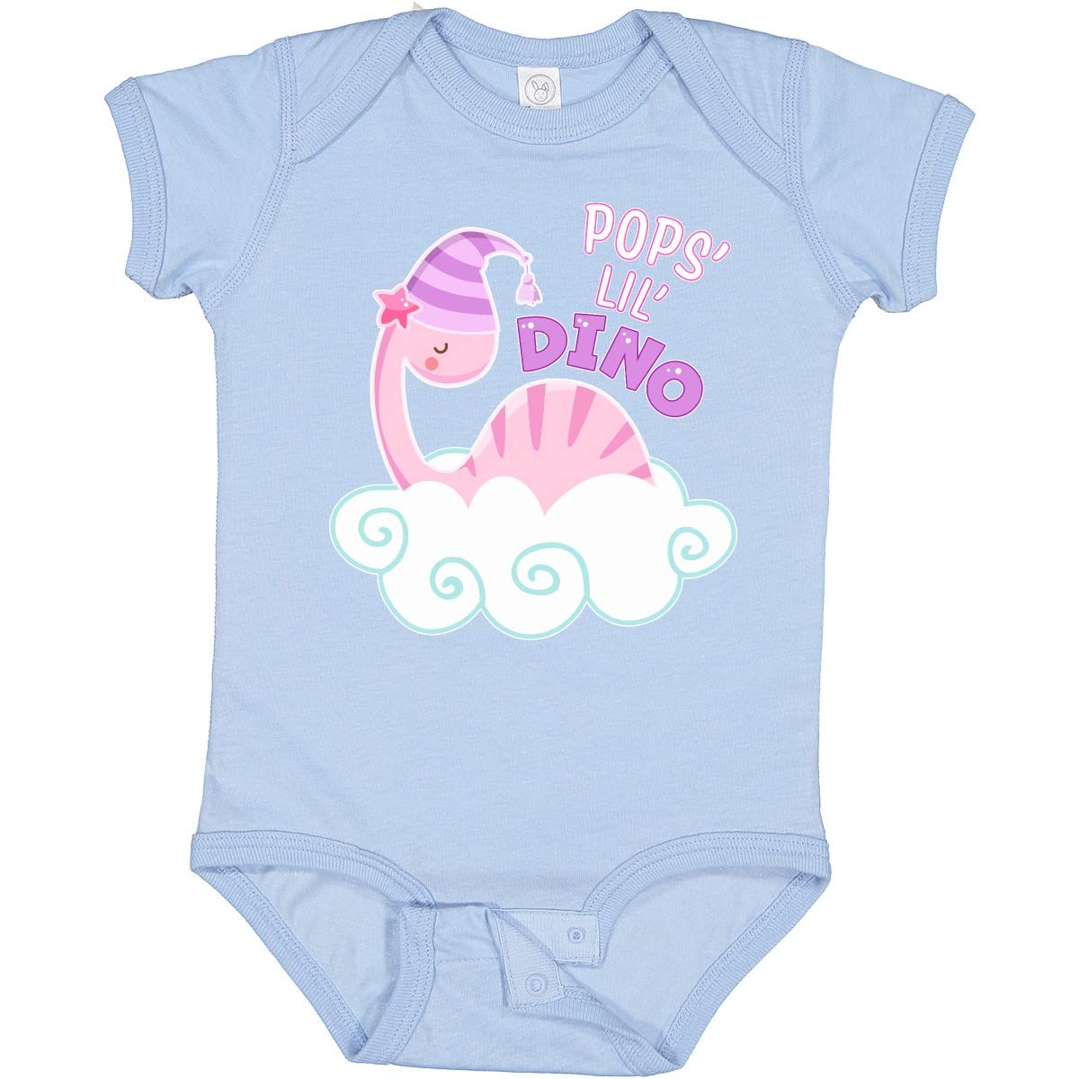 Inktastic Pop's Lil Dino Cute Pink Baby Dinosaur Bodysuit - Soft & Comfortable Infant Onesie for Playtime, Daycare & Family Photos