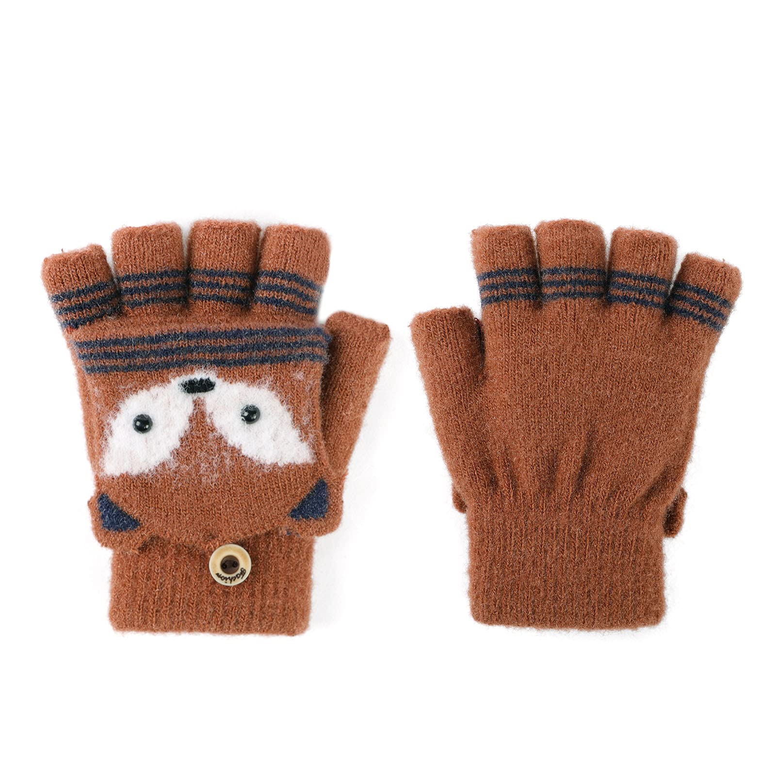 Warm Double Layer Knitted Winter Gloves for Kids 1-4 Years Old - Plush Hanging Neck Mittens with Rope, Full Finger Wrist Gloves for Toddlers - Perfect for Outdoor Play, Snow Activities, and Christmas Gifts for Boys & Girls