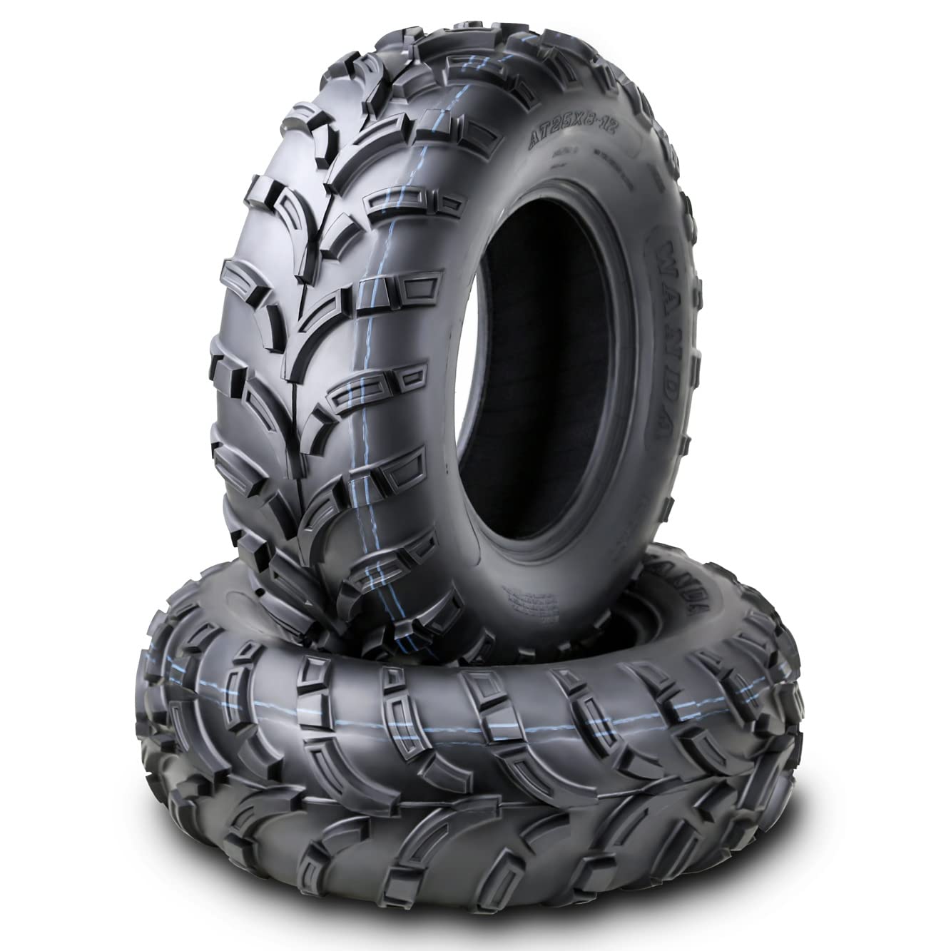 WANDA 25x8-12 ATV/UTV 6-Ply Light Mud Tires - Set of 2 (10243) - Perfect for Off-Roading, Trail Riding & Mud Adventures