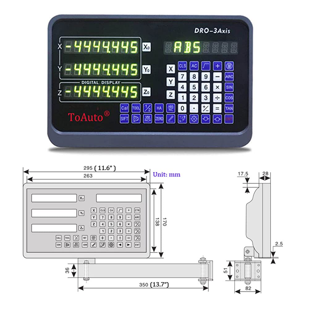 3 Axis DRO Digital Readout Display with 3pc Glass Linear Scale (150mm+300mm+600mm) for CNC Milling & Lathe Machines | Precision Measurement for Metalworking & Woodworking Projects
