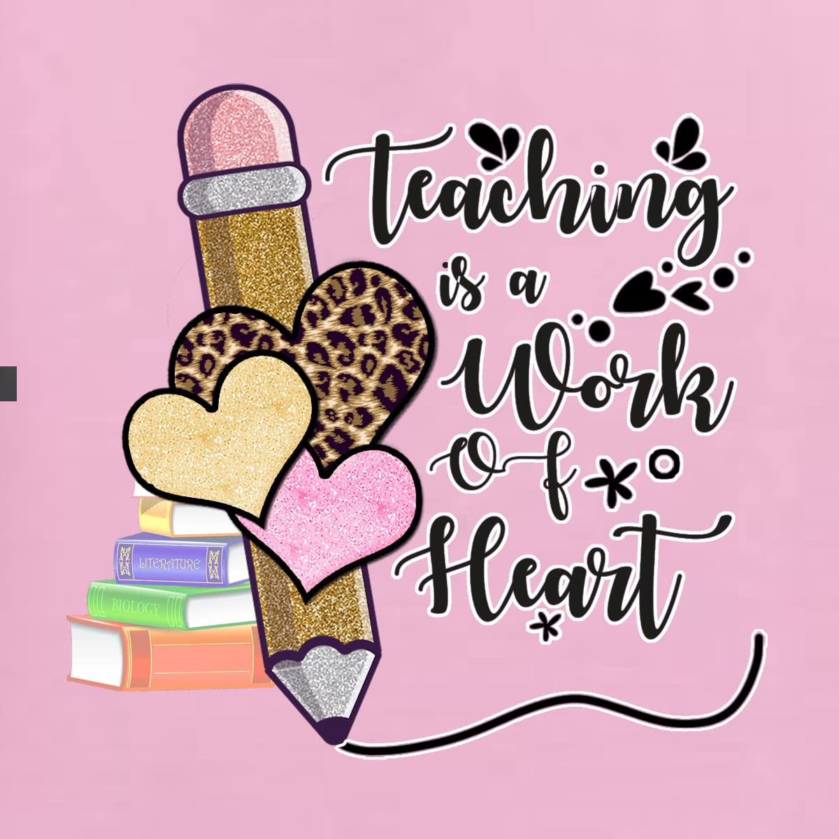 Wild Bobby Teaching is a Work of Heart Pop Culture Men's Long Sleeve T-Shirt - Funny Teacher Apparel for Educators & School Staff - Perfect for Classrooms, Teacher Appreciation Gifts & Casual Wear