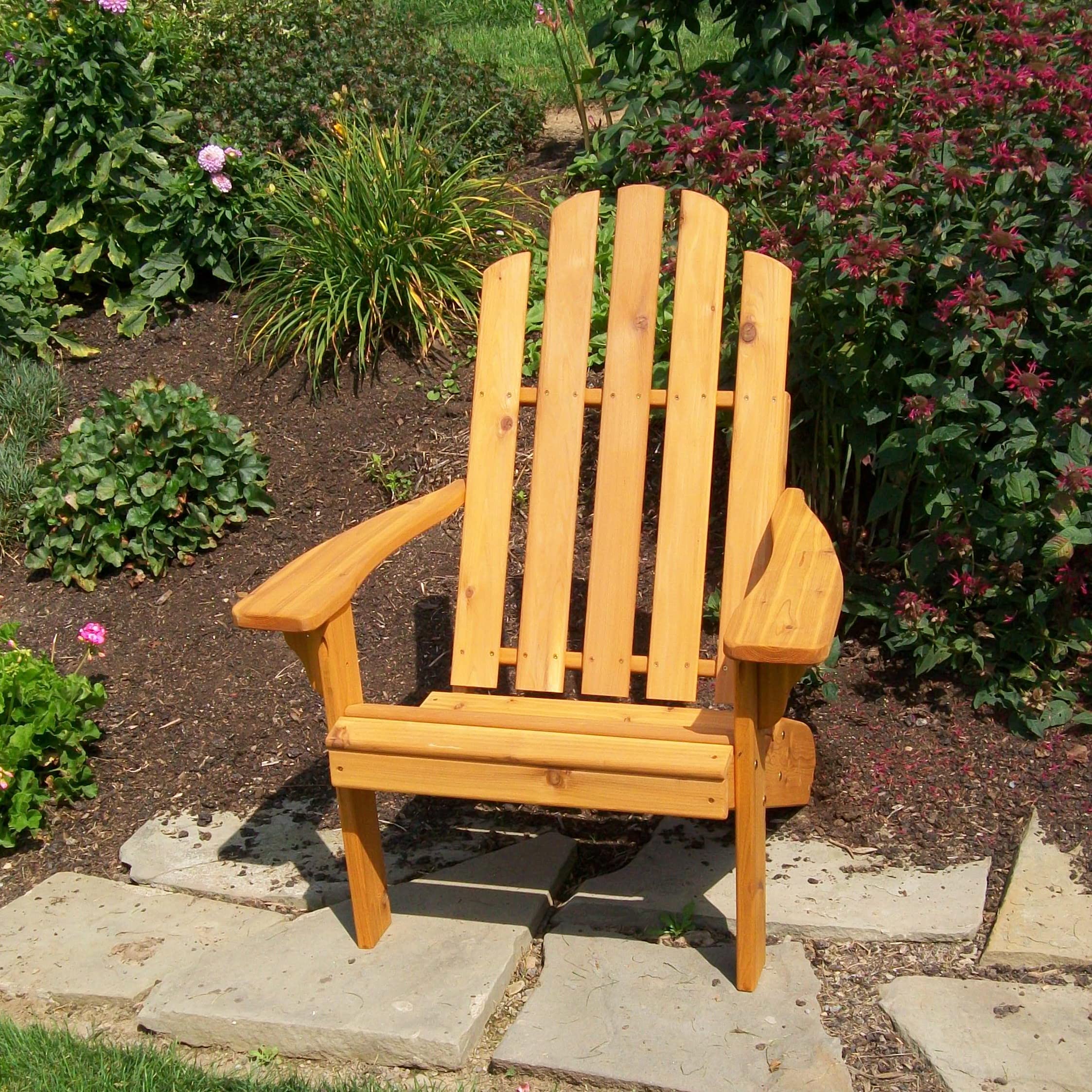 Premium Cedar Adirondack Chair by Furniture Barn USA - Natural Stain Finish | Outdoor Patio, Garden, Poolside & Deck Relaxation Furniture