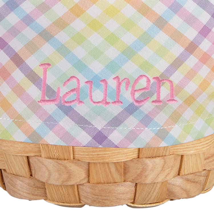 Embroidered - Gingham - Pink Name