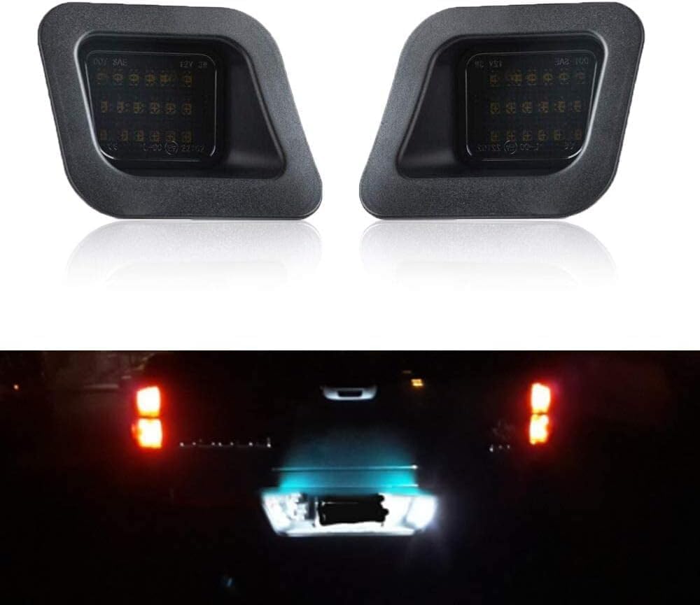 Gempro LED License Plate Light Lamp Assembly - 6000K Xenon White LED Replacement for 2003-2018 Dodge RAM 1500/2500/3500 Pickup Truck - Durable & Bright Lighting for Night Driving & Enhanced Visibility
