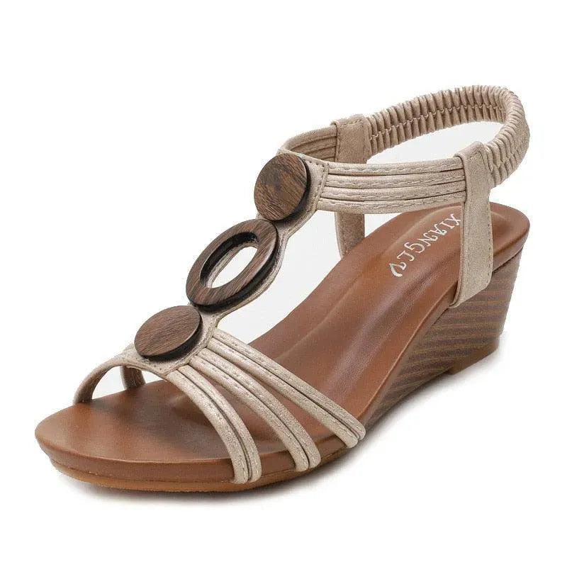 Stylish Wooden Wedge Sandals for Women - Comfortable Summer Beach Shoes with Non-Slip Sole | Perfect for Outdoor, Vacation, and Casual Wear