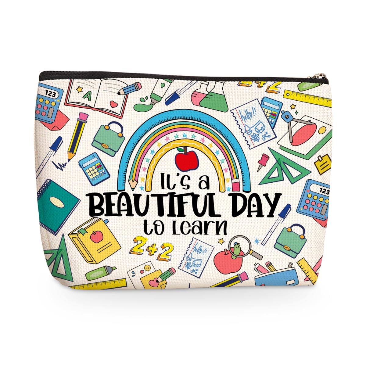 Inspirational Rainbow Makeup Bag for Teachers - Perfect for Appreciation, Graduation, Retirement, Birthdays, Christmas, and Teacher Day Gifts - Ideal for Women, Best Friends, Leaders, and Principals - Great for Everyday Use, Travel, and School Essentials