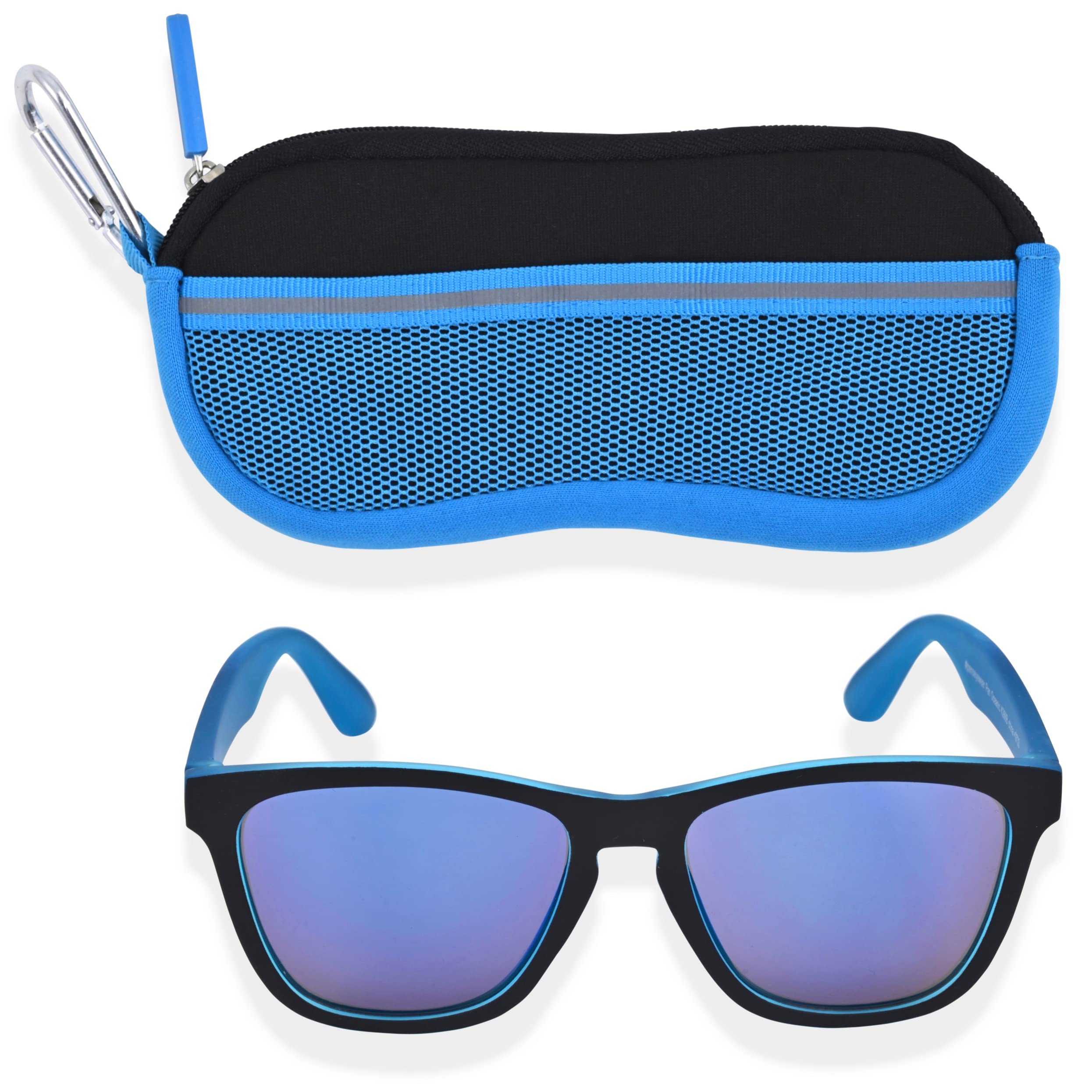 Kids Boys Sunglasses for Toddlers & Children - UV Protection, Durable Frame with Matching Zipper Case - Perfect for Outdoor Play, Beach, Sports & Summer Activities