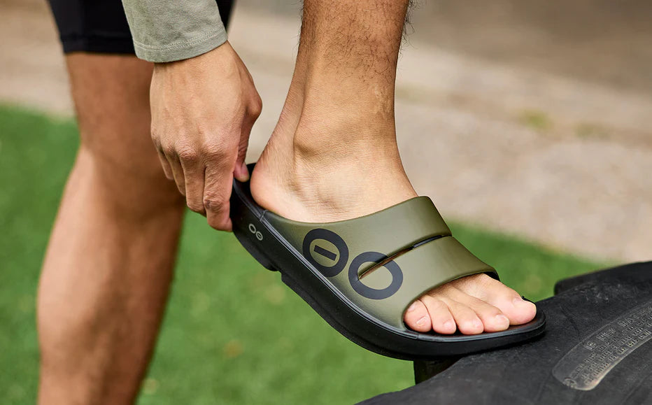 Oofos Unisex Ooahh Sport Slide Sandals - Comfortable Recovery Footwear for Athletes & Active Lifestyles - Tactical Green - Perfect for Post-Workout, Poolside & Casual Wear