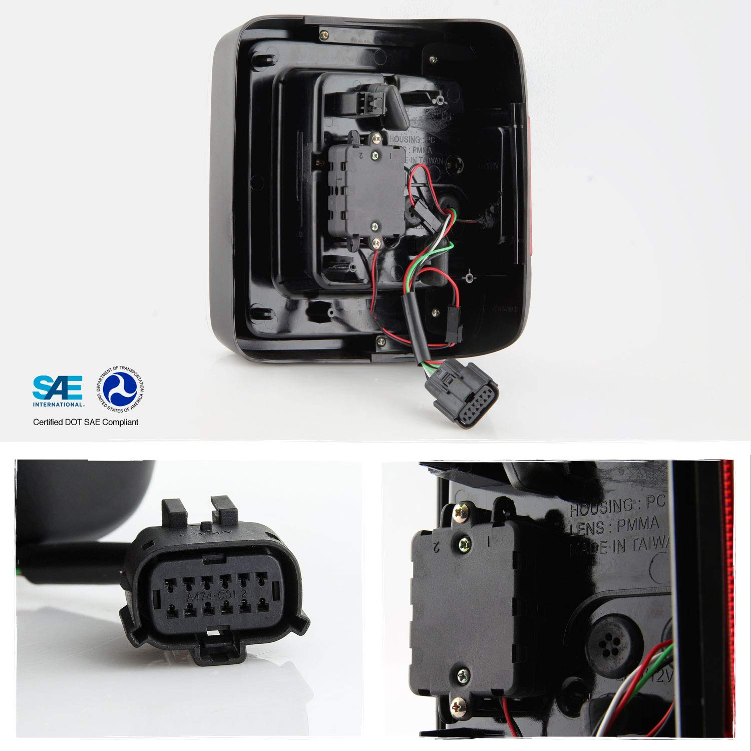 AKKON LED Tail Lights for 2018-2022 Jeep Wrangler JL - Sequential Turn Signal Brake Lights with Chrome Housing (Halogen Type) - Perfect for Off-Roading & Night Driving