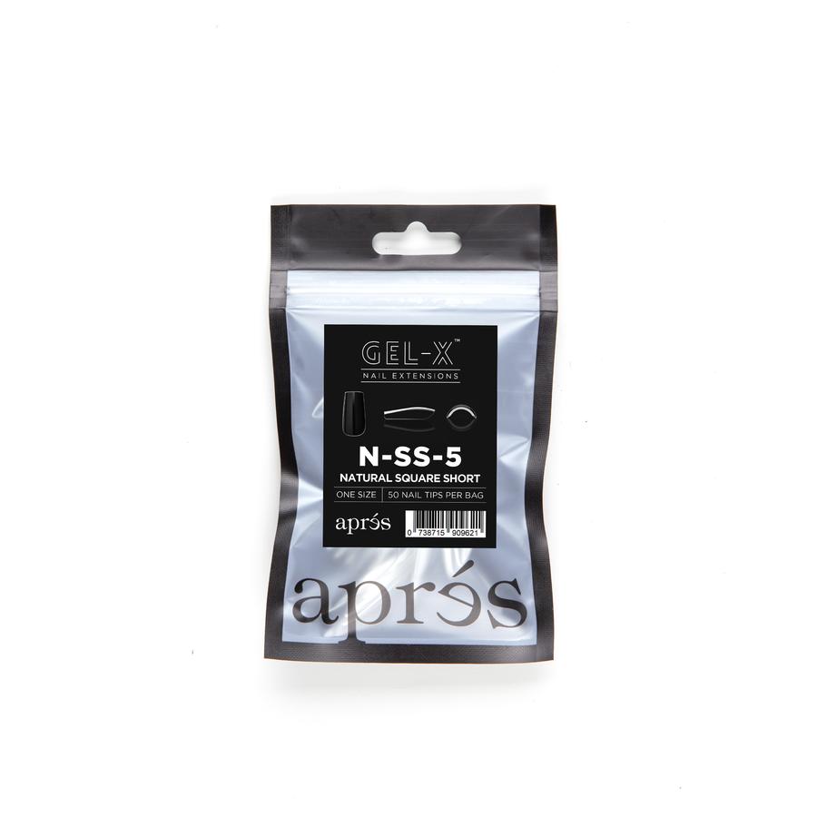 Apres Gel X Refill Bags - Natural Square Short Size 5 (50 Pcs) | Professional Nail Extension Kit for Salon & Home Manicure | Perfect for DIY Nail Art & Gel Extensions