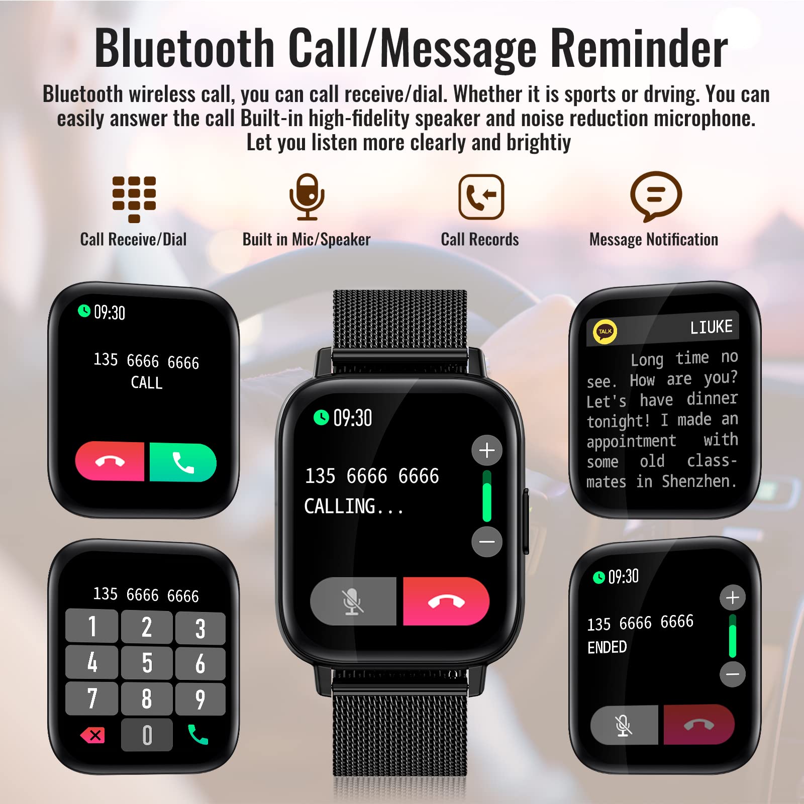 Smart Watches for Men & Women - Bluetooth Fitness Tracker with Heart Rate, Blood Pressure & Sleep Monitor - Waterproof Activity Watch for Android & iOS - Receive Calls & Texts - Perfect for Running, Swimming & Daily Use