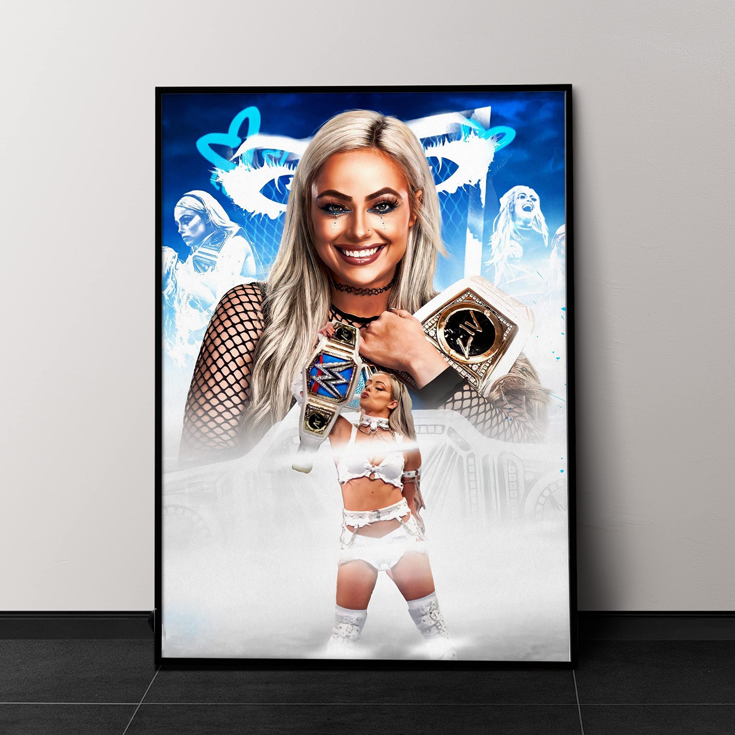 Wrestling Poster - Liv Workout Room Decor & Gym Wall Art for Home Gym - Tag Team Champion Edited Render - Perfect for Fitness Studios, Wrestling Rooms & Sports Themed Decor