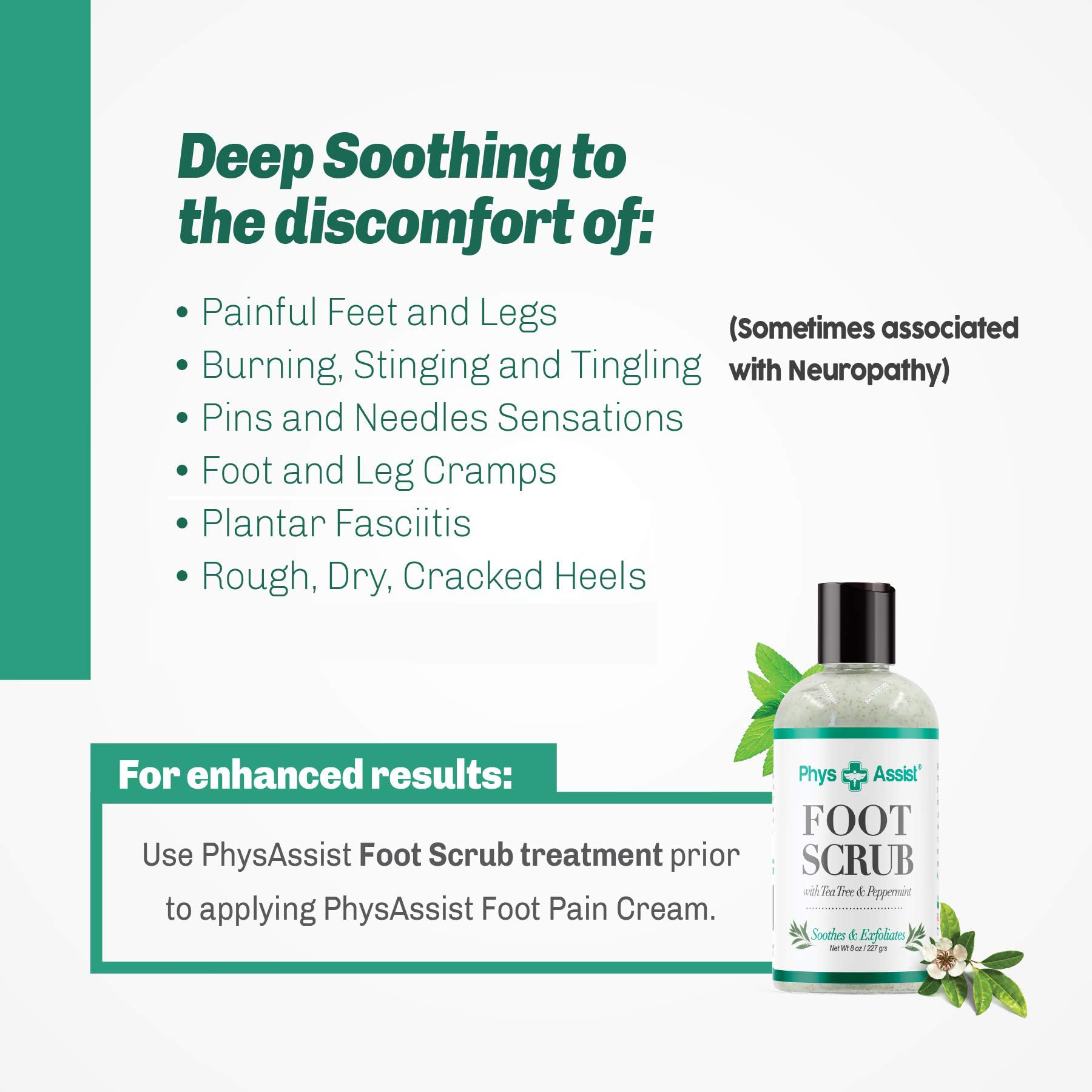 PhysAssist Soothing Foot & Leg Cream - 3 Pack (4 oz Each) for Dry, Cracked Feet Relief - Perfect for Post-Workout Recovery & Nighttime Foot Care