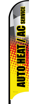 Auto Heat & AC Service Feather Flag Banner - Customizable Car Repair Advertising Sign for Shops, Dealers & Garages - Perfect for Promotions, Grand Openings & Outdoor Events