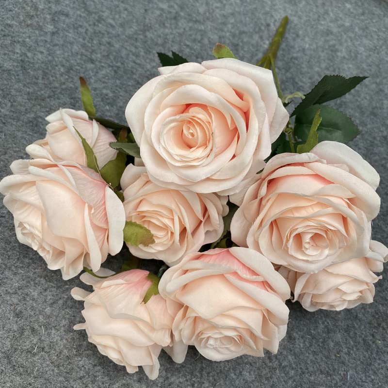 WANGPIPI 9 Head Artificial Rose Bouquet - Realistic Silk Flowers for Home Decor, Wedding Centerpieces, Bridal Photography & Garden Decoration (Transition Pink) - Perfect for Table Settings, Party Decor & Gift Giving