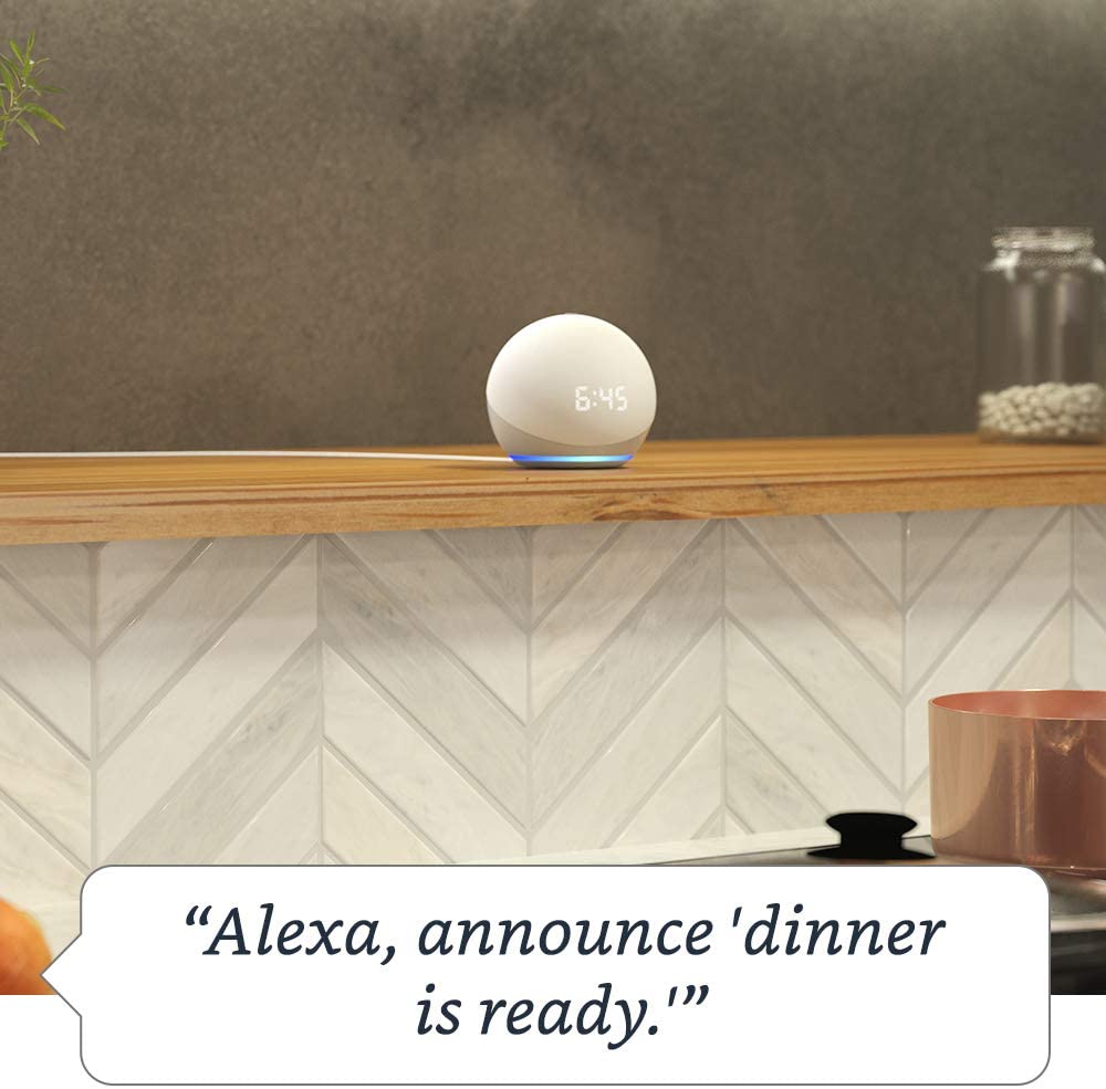 Echo Dot with Clock (5th Gen, 2022 Release) | Smart Speaker with Alexa | Bedroom, Kitchen & Office Voice Control Assistant for Music, Alarms & Smart Home