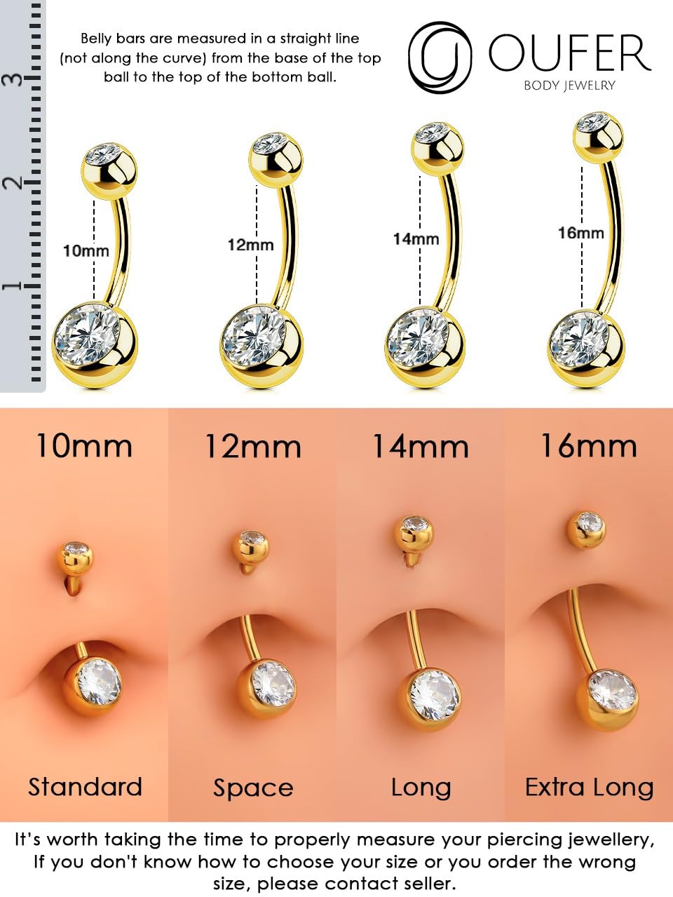 316L Surgical Steel Belly Button Rings - 14G Internally Threaded Navel Piercing Jewelry for Women & Men | Hypoallergenic Gold Belly Rings for Everyday Wear, Parties & Beach Outfits