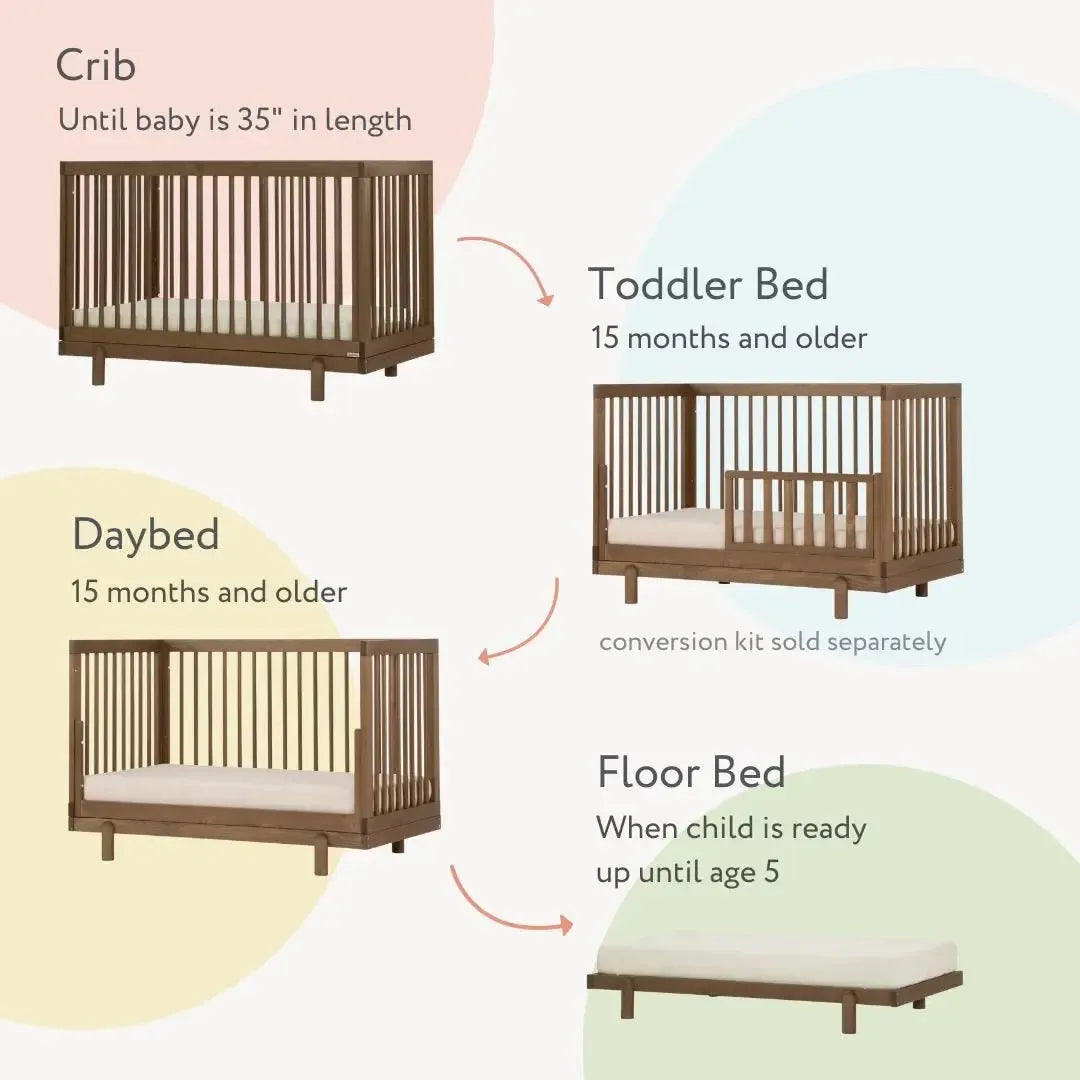 Bliss 4-in-1 Convertible Baby Crib in Walnut Finish | Nursery Bedroom Furniture for Newborns & Toddlers | Safe & Stylish Baby Bed for Daytime Naps & Overnight Sleep