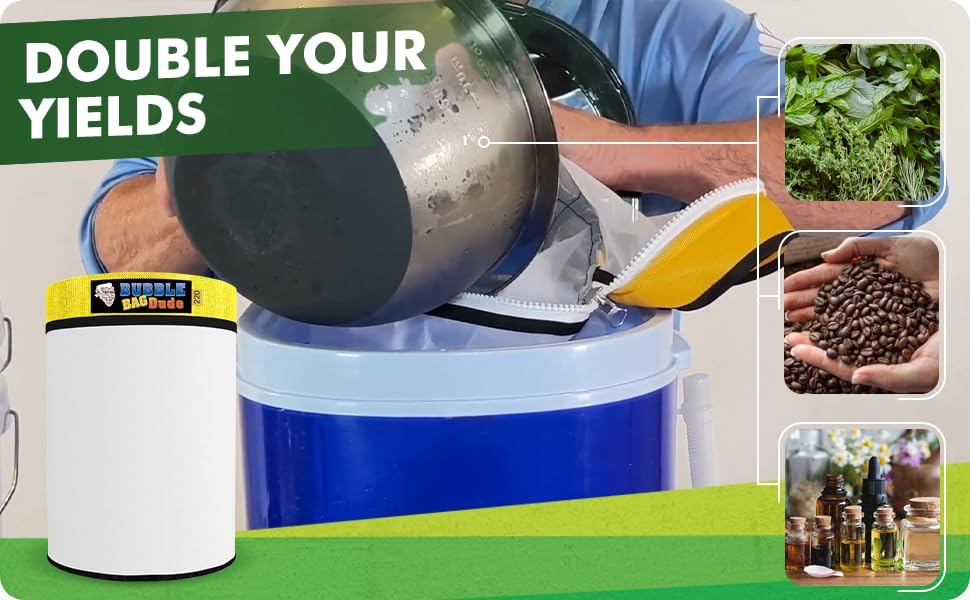 BUBBLEBAGDUDE 5 Gallon Bubble Bag Machine with 220 Micron Zipper Bag - 110V Herbal Extraction Filter System for Straining & Filtering | Perfect for Making Hash, Rosin & Essential Oils at Home