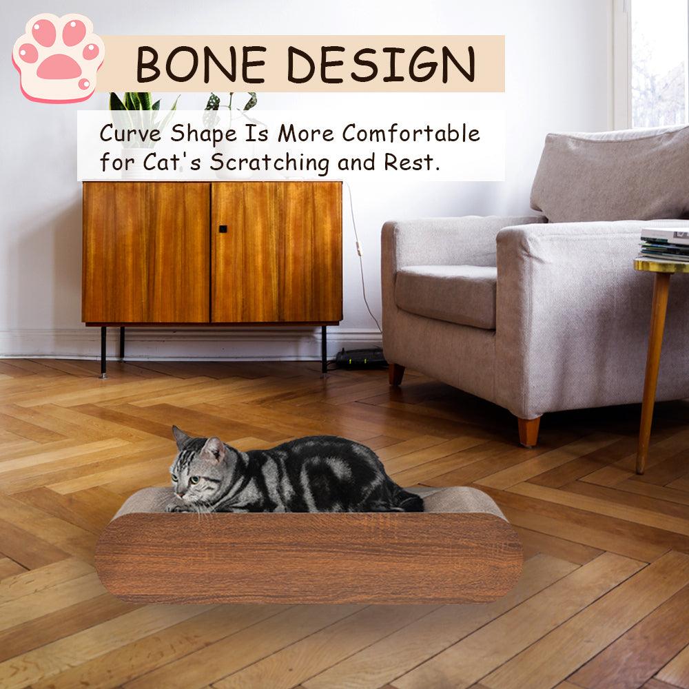 Premium Cat Scratcher Lounge Bed - Durable Bone-Shaped Cardboard Scratching Pad for Cats, Reversible & Recyclable Furniture Protector - Perfect for Indoor Play, Napping & Protecting Sofas